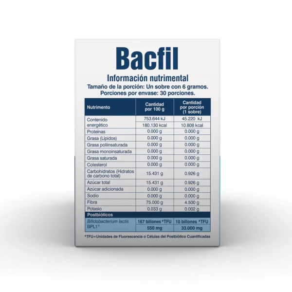 Bacfil Suplemento Alimenticio Caja con 30 Sobres - Imagen 3