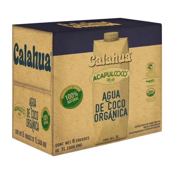 Calahua Acapulcoco Agua de Coco Orgánica 6 pzas de 1 l - Imagen 2